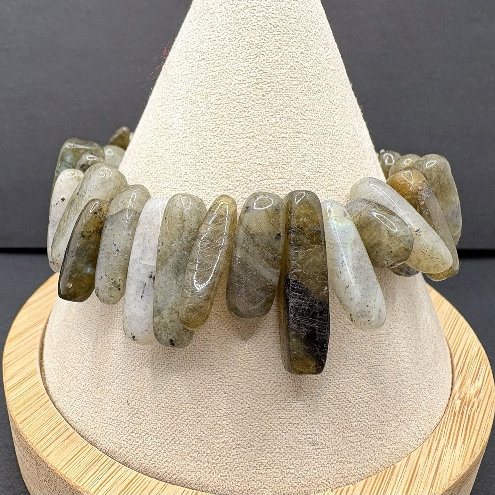 Natural‎ Labradorite Stretch Bracelet Spear Stick Chip Beads